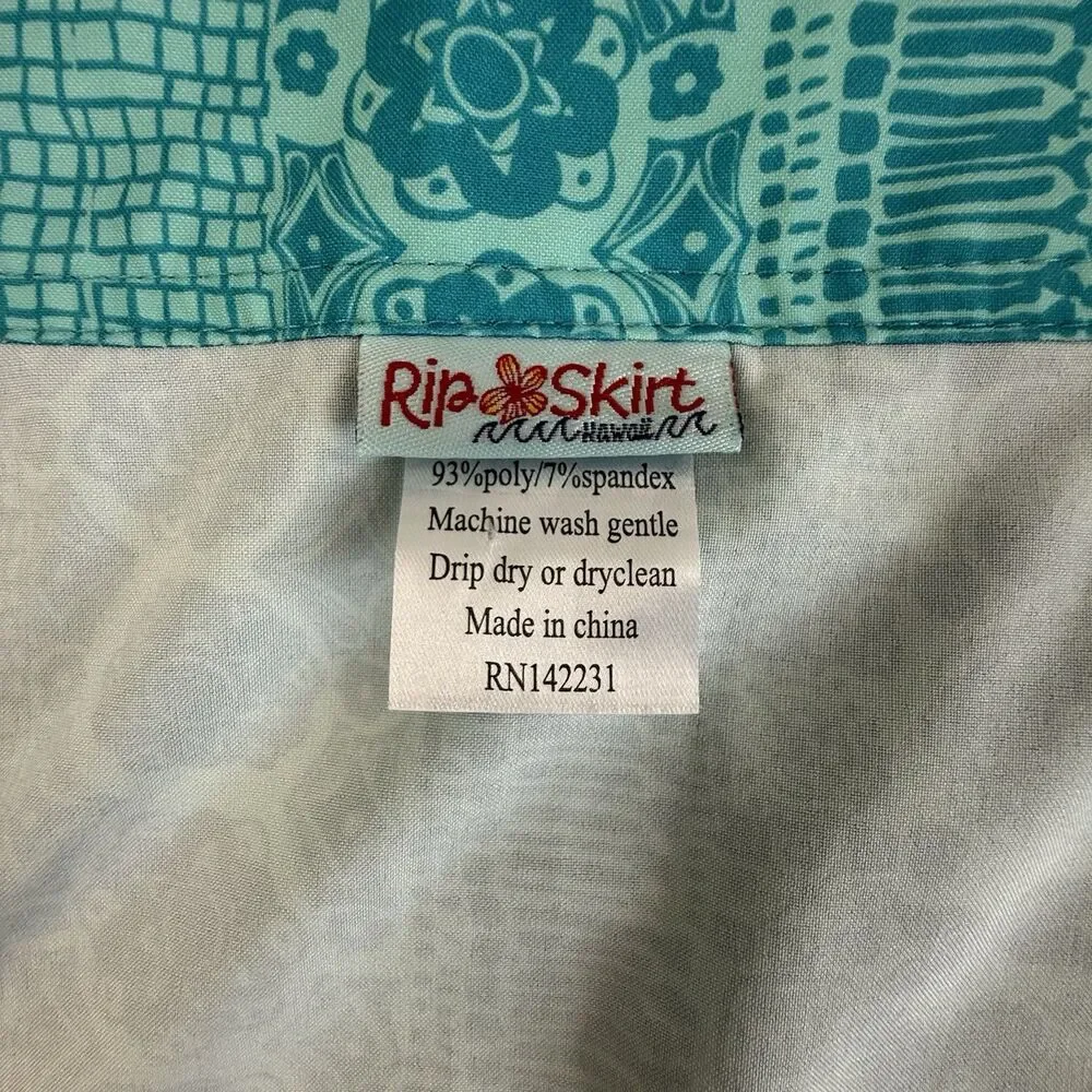 RipSkirt Hawaii Wrap Skirt Women Large Quickdry Inside Pocket Blue Hawaiian Tiki